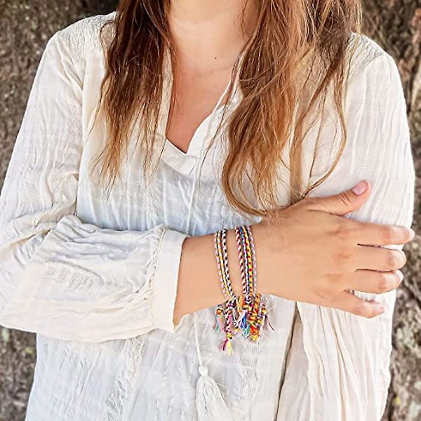 10 flettede armbånd til tenåringsjenter, justerbart jenteflettet armbånd i vennskap for kvinner, smykker til menn (stil 3)