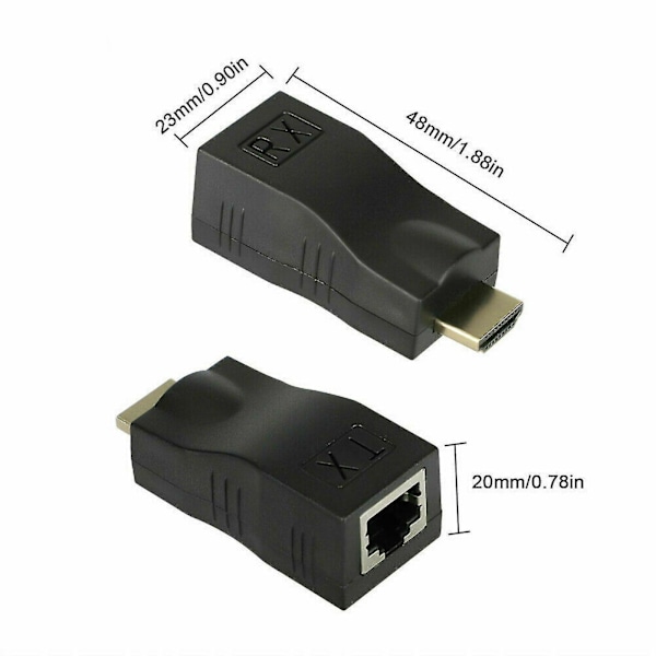 HDMI Förlängare HDMI Till RJ45 Över Cat 5e/6 Nätverk Lan Ethernet Adapter 4k 1080p Ny [DB] Black