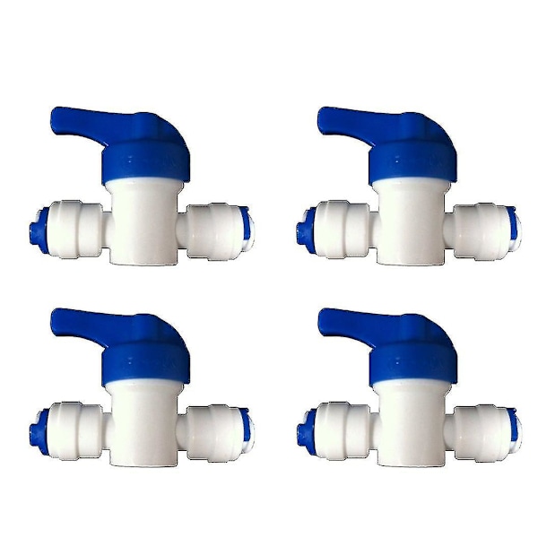 4-pakks inline-kraner for 1/4\" LDPE kjøleskap fryser omvendt osmose filtersystem [db]