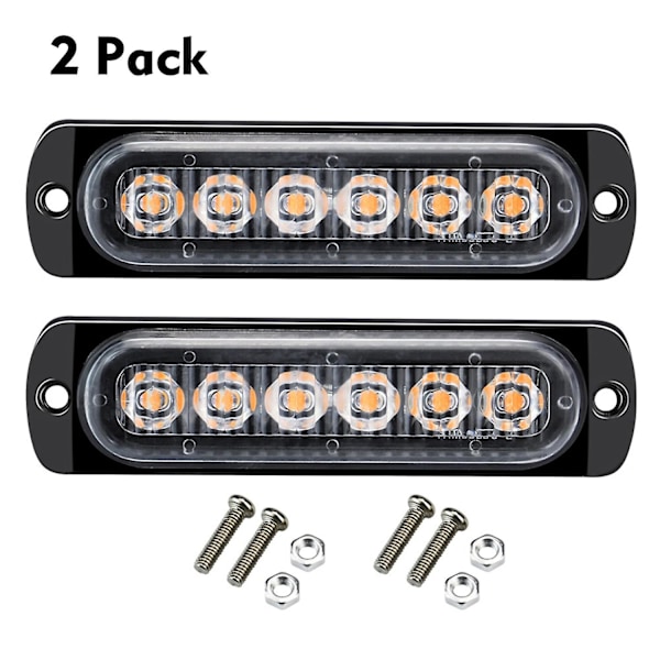 2 stk 12-24V LED-stroblys advarselslys Advarsel Nødlys Blinkende lys Forsiktighetslys Bar for bil Tr db White Light