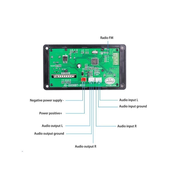 Dc 12v Mp3-dekoderkortforsterker Bilradiomottaker Mp3-spiller Bluetooth V5.0 Usb Sd-modul Mp3 Fm Aux-opptak