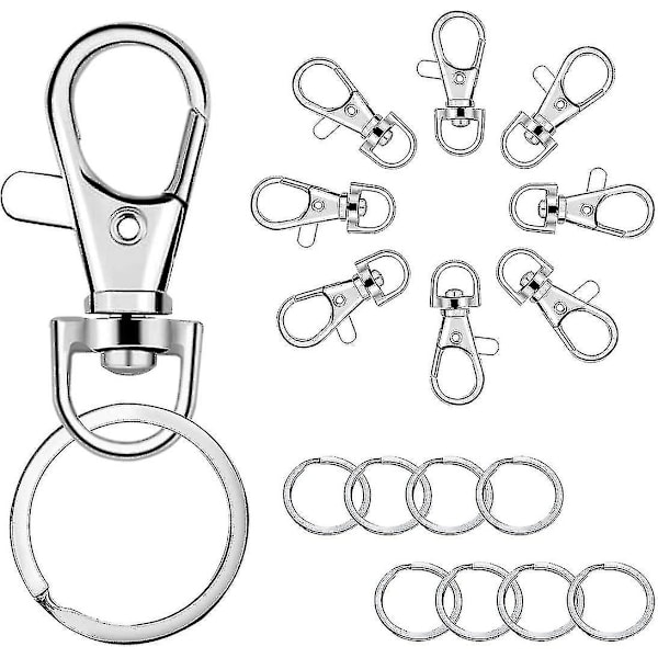 100 stk Nøkkelringkroker med nøkkelringer, nøkkelringklipskroker med ringer for lanyard smykker db