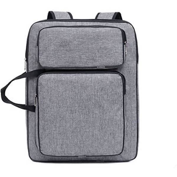 A3 Konstportfölj Väska Artist Bärväska Med Handtag Konstförvaring Väska Tote Väska Konstverk Sktchbook Ryggsäck Ritbräda Organizer (1st) (grå) [DB]