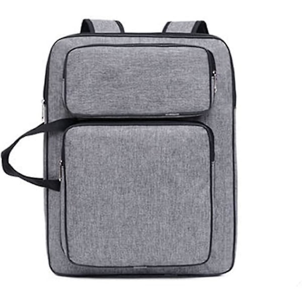 A3 Kunstmappe Case Kunstnertaske Med Håndtag Kunstopbevaringstaske Tote Bag Kunstværk Sktchbook Rygsæk Tegnebræt Organizer (1 stk) (grå) [DB]
