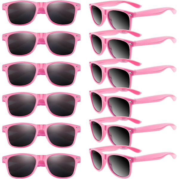 12 Pak Solbriller Neon Farver Solbriller Fest Favorer Goody Bag Fyld Bulk til Fødselsdagsfest Strand Pool Party, 12 Farver{ DB} Pink