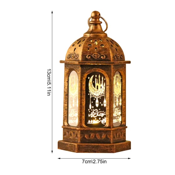 Ramadan lanterne lys Ramadan hjem dekorationer multifunktionelle unikke LED Ramadan dekorationer til bord væg udendørs Eid dekoration gaver til børn  [dB} Golden