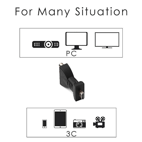 HDMI-kompatibel Han til 3 RCA Hun Composite AV Audio Video Adapter Konverter til TV [DB] Black