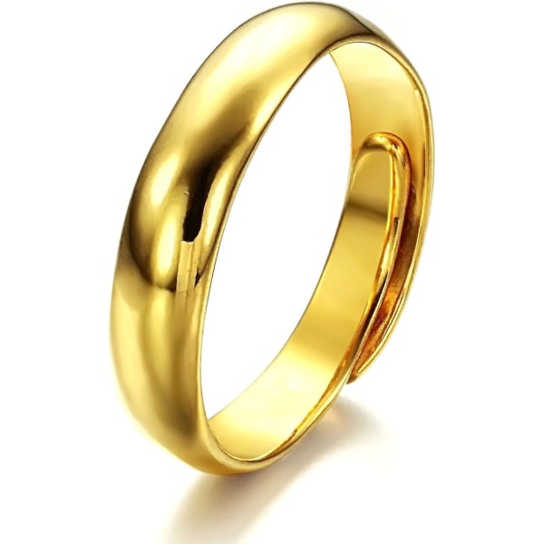 Høypolsk 18k gullbelagt justerbar størrelse for menn og kvinner Glatt åpen tommelfingerring: Ring i rent gull