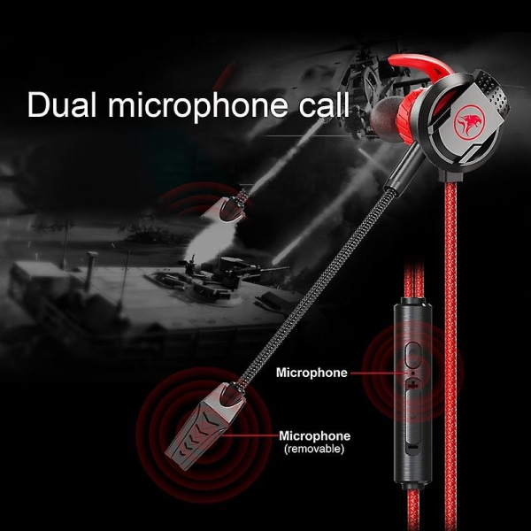 Rx3 kablet øretelefon dynamisk følsom dobbel mikrofon 3,5 mm Hifi In-ear ørepropp for å ringe Jikaix Black