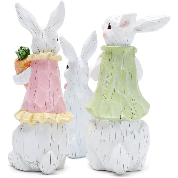 Påskhare dekorationer vår inomhus heminredning kanin figurer (påsk vit kanin familj)