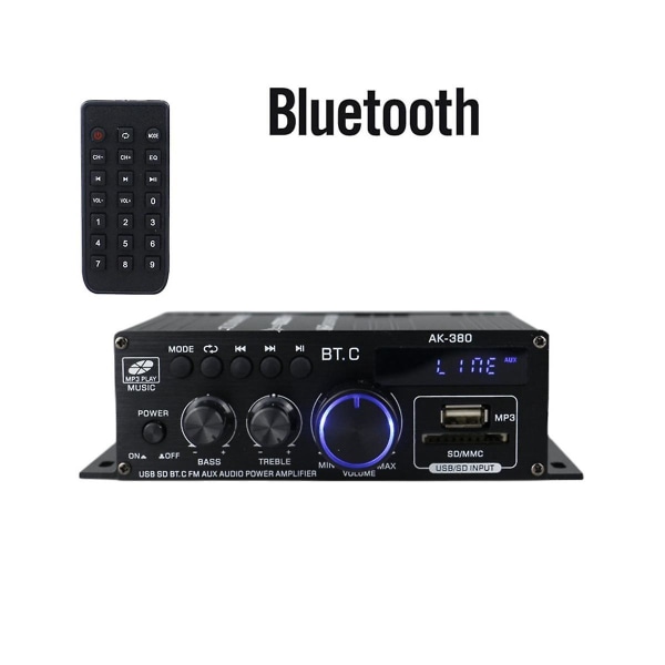 Ak380 800w 12v Strømforsterker Bluetooth Stereo Hjemmebil Bass Lydforsterker Musikkspiller Bilhøyttaler Klasse D Fm Usb/sd