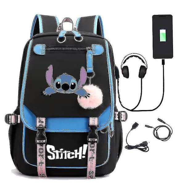 Stitch USB Ladattava koululaukku Miesten ja Naisten Opiskelijareppu DB Style 9