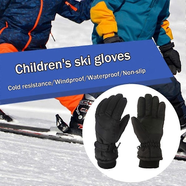 Barn Skihansker Vinter Varme Hansker Vindtette Snowboard Snøhansker Gutter Jenter [DB] Black M 7 to 11 years