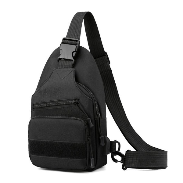 Mode til mænd Camo Taktisk justerbar rem skuldertaske Cross-body taske Messenger Bag Sport Brysttaske DB Black