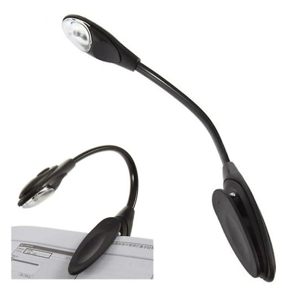 1 stk. Mini Fleksibel Clip-on Lys Boglampe Bærbar Hvid Led Bog Læselampe Læselampe Klemmelampe Bærbar Led Mini Lampe Sort