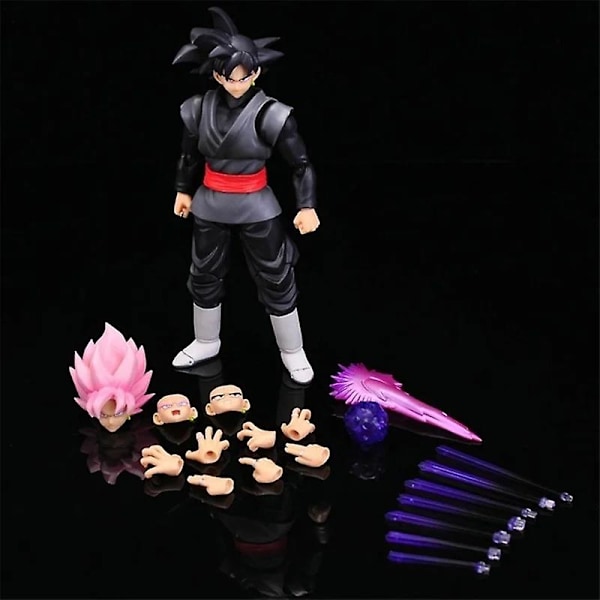 14cm Anime Dragon Ball Black Goku Zamasu Action Figure  Super Saiyan Movie Version Dbz Model With Multiple Accessories Toys Db WHITE with box