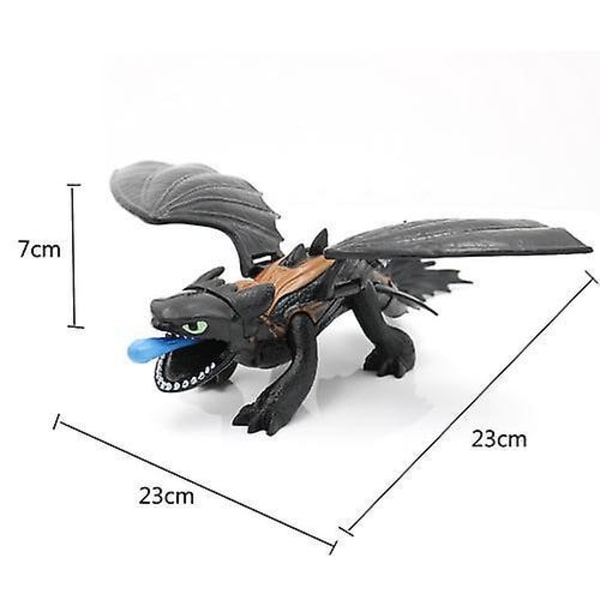 Train Dragon 3 Hidden World Toothless Night Doll Pvc Svart Vit Drake Actionfigur Modell Leksak Pojkar Leksak Present db Black