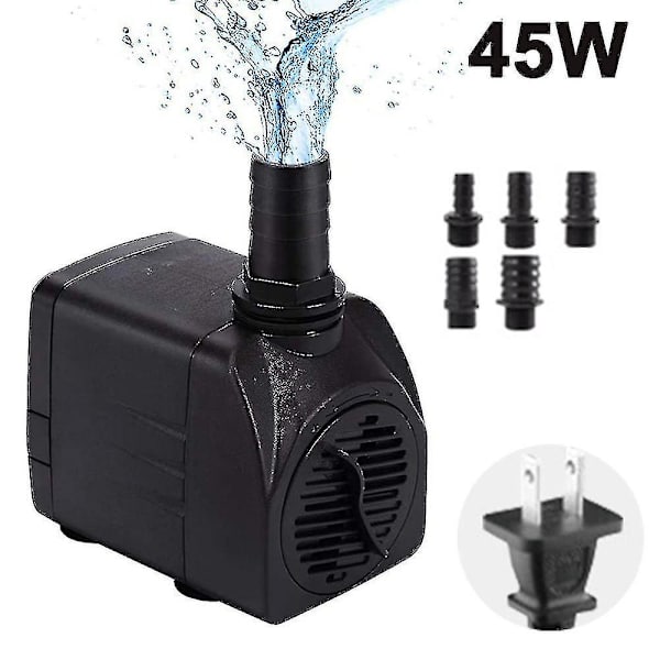 Ultralyd Stille Vannpumpe Med Fontene Pumpe Med 5ft Strømkabel, 3 Dyser Db US Plug  45W