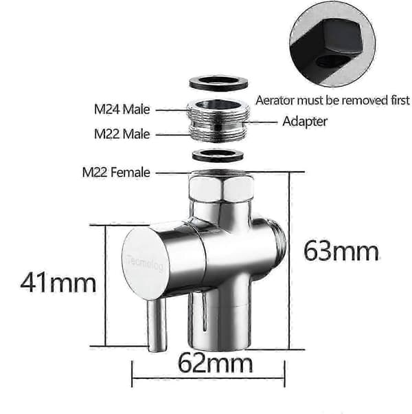 Messing Vask Ventil Omleder Kran Splitter, Kran Adapter 3-veis Kran Omlederventil, Krom p [DB] White