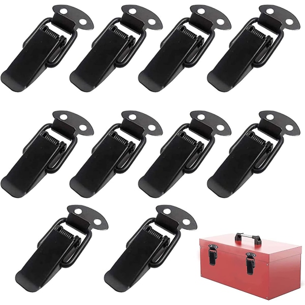 10 Pieces Spring Latch Latch Lever Lock Toggle, Black Drawer Cabinet Chest Tool Chest [DB]