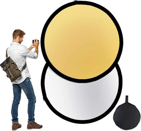 Fotolysreflektor - Bærbar Sammenleggbar Diffuser med Veske - Sirkulær Lysskive, Flerlagsbeskyttelse for Direktestrømming[DB] 30CM