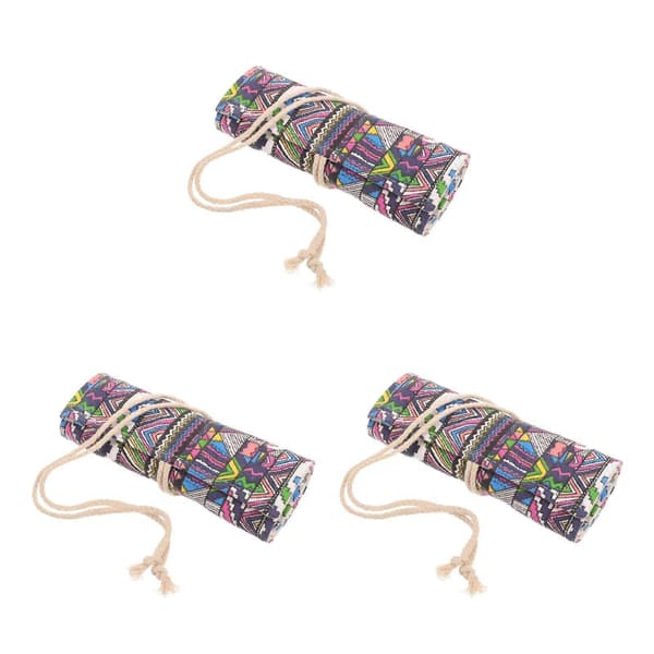 Blyant Wrap Roll Up Etui til Opbevaring 3 Stk 48 Slots Vaskbar Multi Farve Organizer[DB]