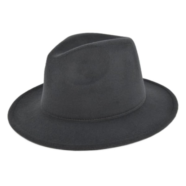 Retro Rancher-hattu leveällä reunalla, vintage -tyylinen miesten huopahattu lomatarvike Dark Grey