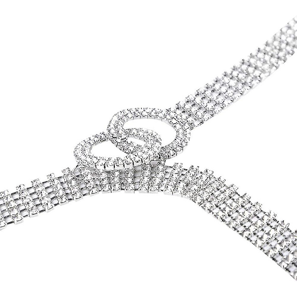 Dam Kristall Rhinestone Midjebälte Bling Kedja Med Dubbel [DB]