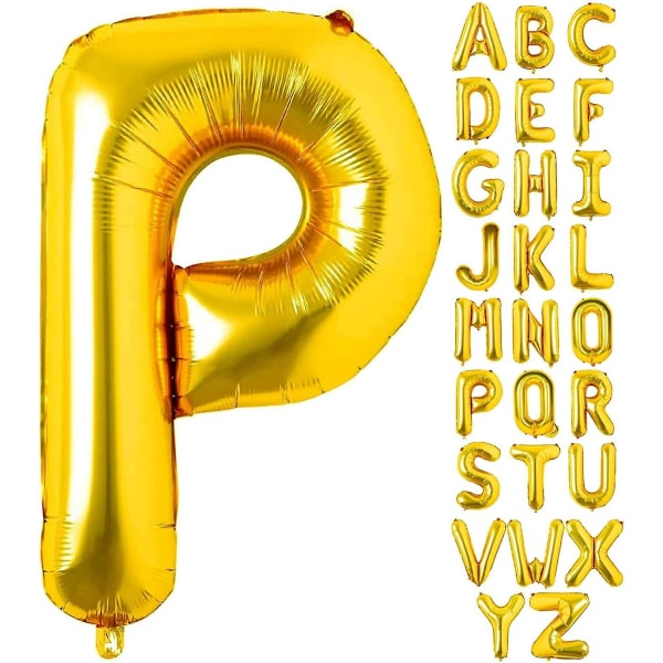 16 guldfolie enkelt mylar bogstav P balloner - alfabetdekorationer