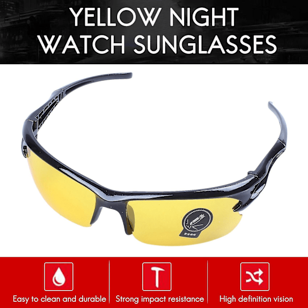 Gule nattsyn HD UV 400 beskyttelse blendende polariserte kjøreglass solbriller sports riding briller briller (farge: gul) JP [db]