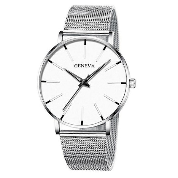 GENEVA Herr Quartz Klocka Mode Casual Armbandsur med Rostfritt Stålarmband [DB] Multicolor Style B