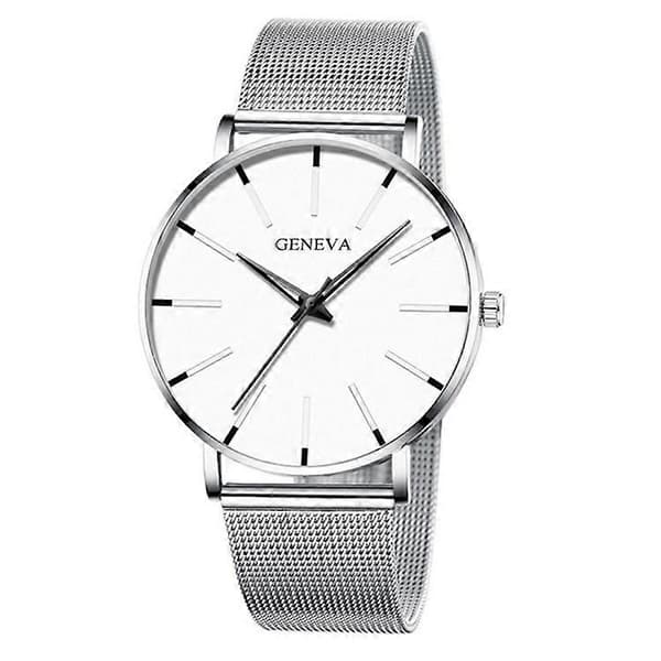 GENEVA Herre Quartz Ur Mode Afslappet Armbåndsur med Rustfri Stålrem [DB] Multicolor Style B
