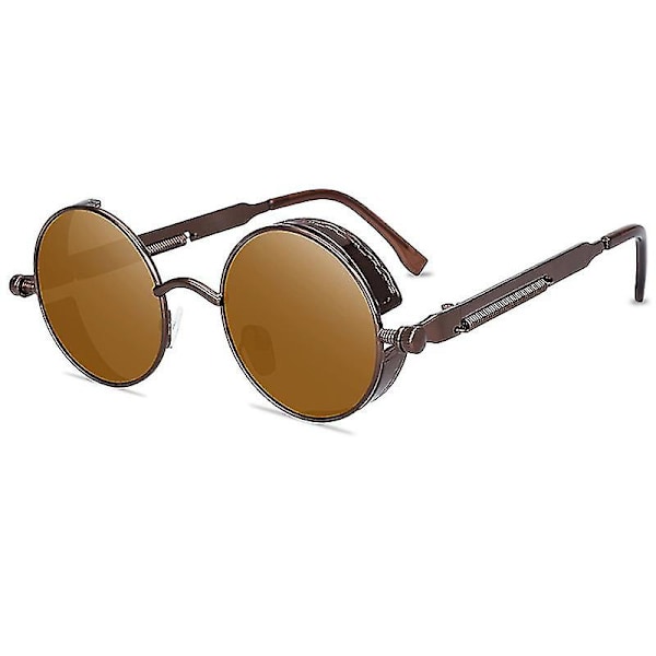 Vintage Polarisoivat Steampunk Miesten Pyöreät Aurinkolasit Tyylit Db Brown Frame Brown Lenses