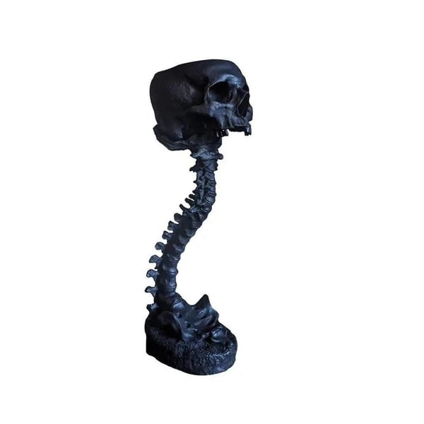 Harpiks skull Planter & Spine Stand Set, Polyresin Skulls Pot, Halloween-dekorasjon Retro Human Skull