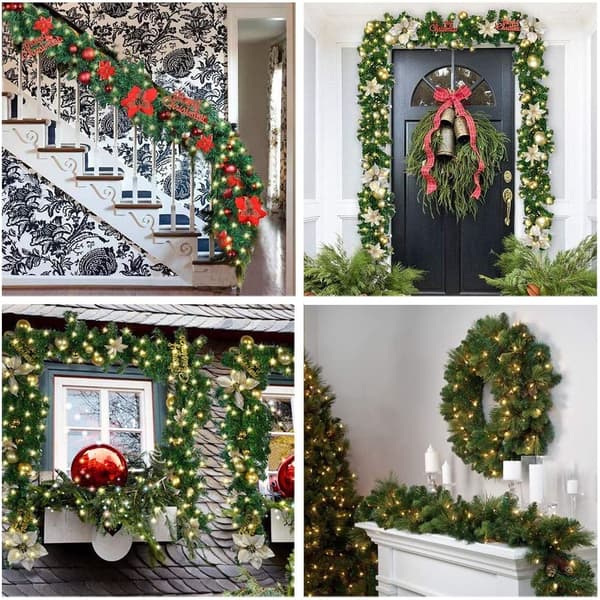 Julekrans, 270 cm, med LED-lys