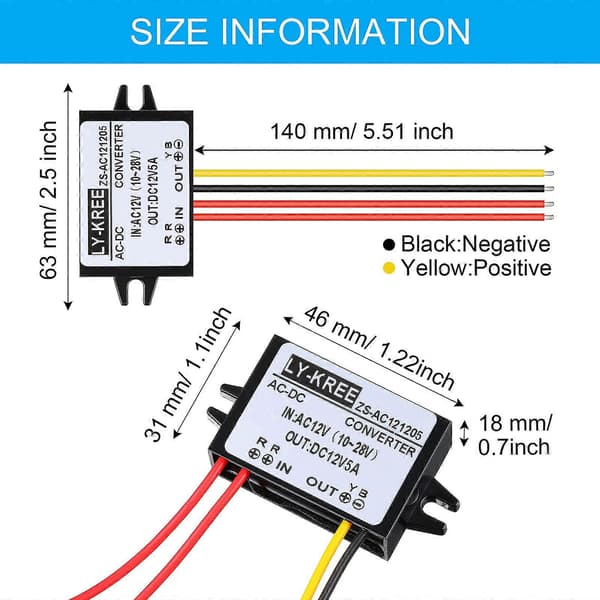 AC-DC Strømomformer AC 12V (10-28V) til DC 12V Nedtrappingsomformer Modul Spenningsregulator AC [Db]