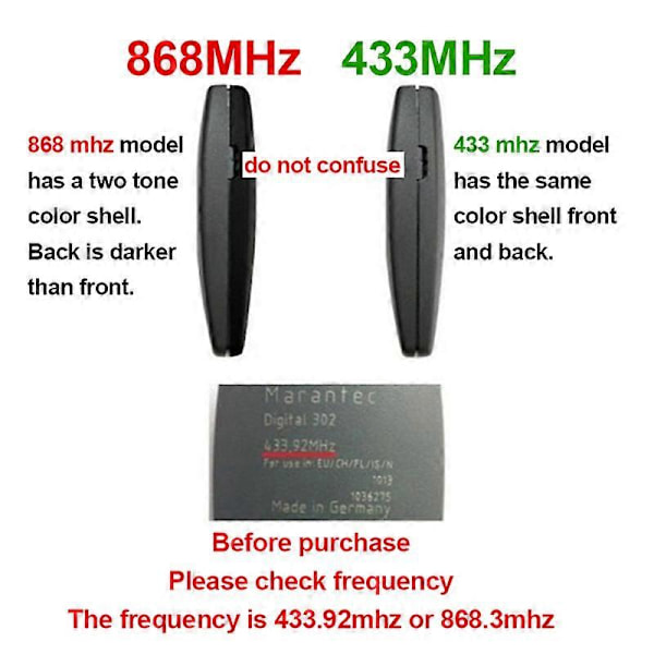 100% Klon MARANTEC Digital 302 304 382 384 313 321 323 868 Garageport Fjärrkontroll Marantec 868MHz Grind Fjärrkontroll [db] as the picture10267