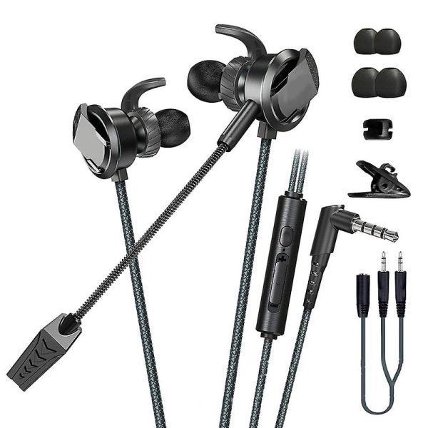 Rx3 kablet øretelefon dynamisk følsom dobbel mikrofon 3,5 mm Hifi In-ear ørepropp for å ringe Jikaix Black