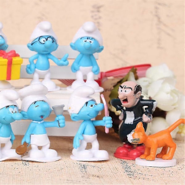 12 stk./sæt Smølfer Figur Legetøj Samlerobjekt Model Mini Figurer Sæt Kagepynt Dekoration Festartikler Gaver [DB]