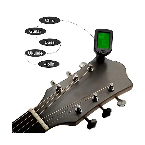 Clip-On Gitarrstämmare för Akustisk/Elektrisk Gitarr, Ukulele, Violin, Bas & Kromatisk T [DB] Black