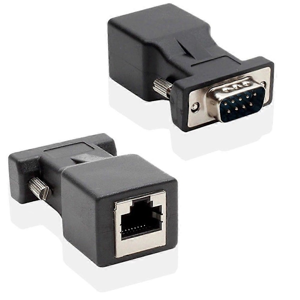 2 kpl 9-nastainen sarjaportti DB9 RS232 uros naaras RJ45 Cat5e/6 Ethernet-adapteriin [DB]