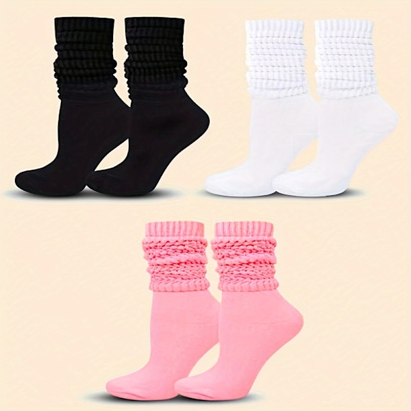 1/3 Par Pige Langt Efterår Og Vinter Strømper Strikket Strømper{db} 3 Pairs Of Mixed Colors
