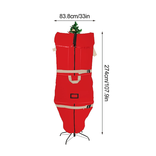 Pysty joulukuusen säilytyspussi, repeämätön materiaali, erittäin kestävä, sopii jopa kootuille puille Xianning [DB] Red 274x83cm