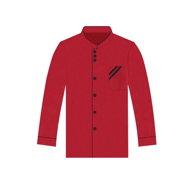 1 st Unisex enkelknäppt långärmad kockrock Arbetsuniform kockkläder Red XL