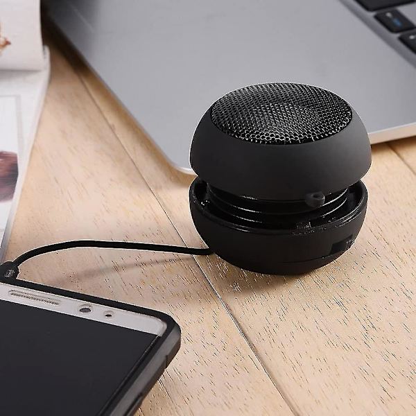 Minihögtalare med 3,5 mm ljudkabel, lågspänning, inbyggt batteri, utdragbar högtalare för {DB} black
