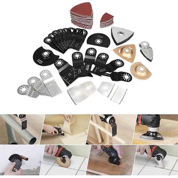 Multifunksjonsverktøy Sagblad Tilbehørssett, 100 stk Oscillerende Multimaster Blader, for Dremel Fein Multimaster Makita Bosch Rockwell Soni db