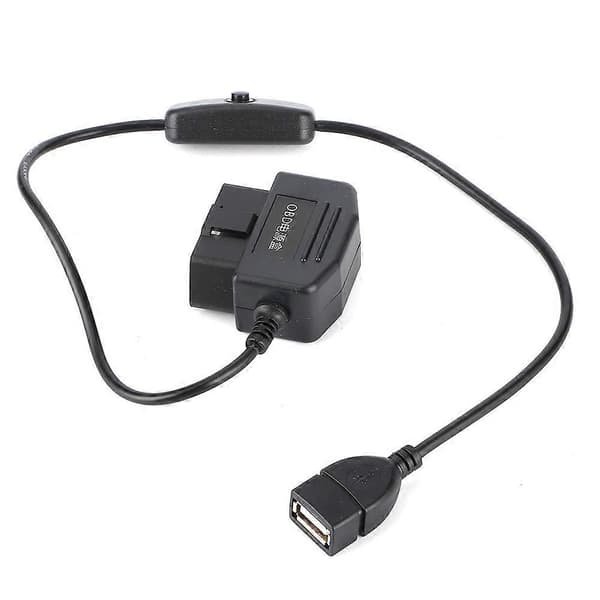 18,7 tommer OBD2 USB-strømkabel 16-benet stikoplader til bil GPS DVR-kamera [Db]