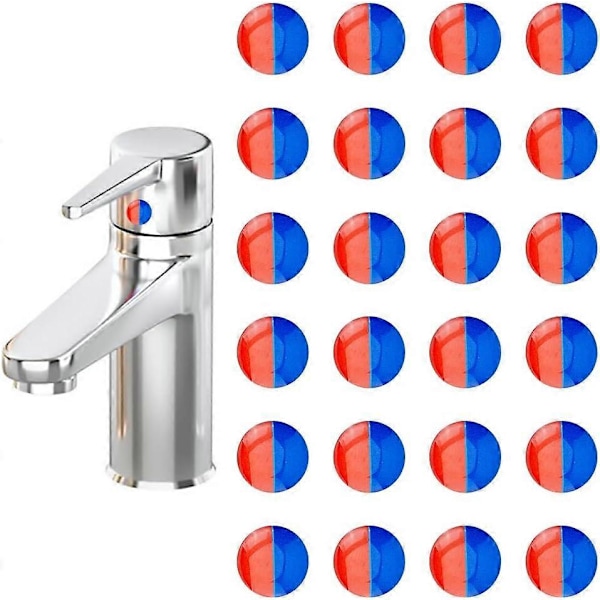 24 stk. varmt- og kaldtvannsklistremerker, selvklebende, varmt- og kaldtvannsetikett, epoksyharpiks, kranoverføringsklistremerker for bad og kjøkken, 10 mm i diameter [db]