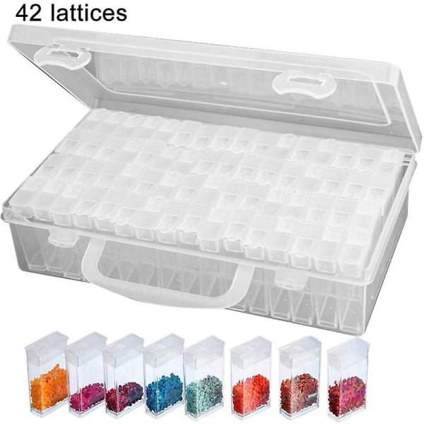 42 Grid Transparent Box Gjør-det-selv Håndlaget Beaded Diamond Painting Glass Oppbevaringsboks