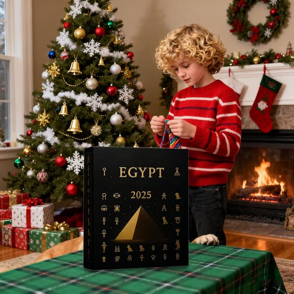 Julnedräkningskalender | 2D Akrylhängen, 24 dagar Egypten Julprydnad 2025 | för vardagsrum, bondgård, bilinteriör under semestern [DB]